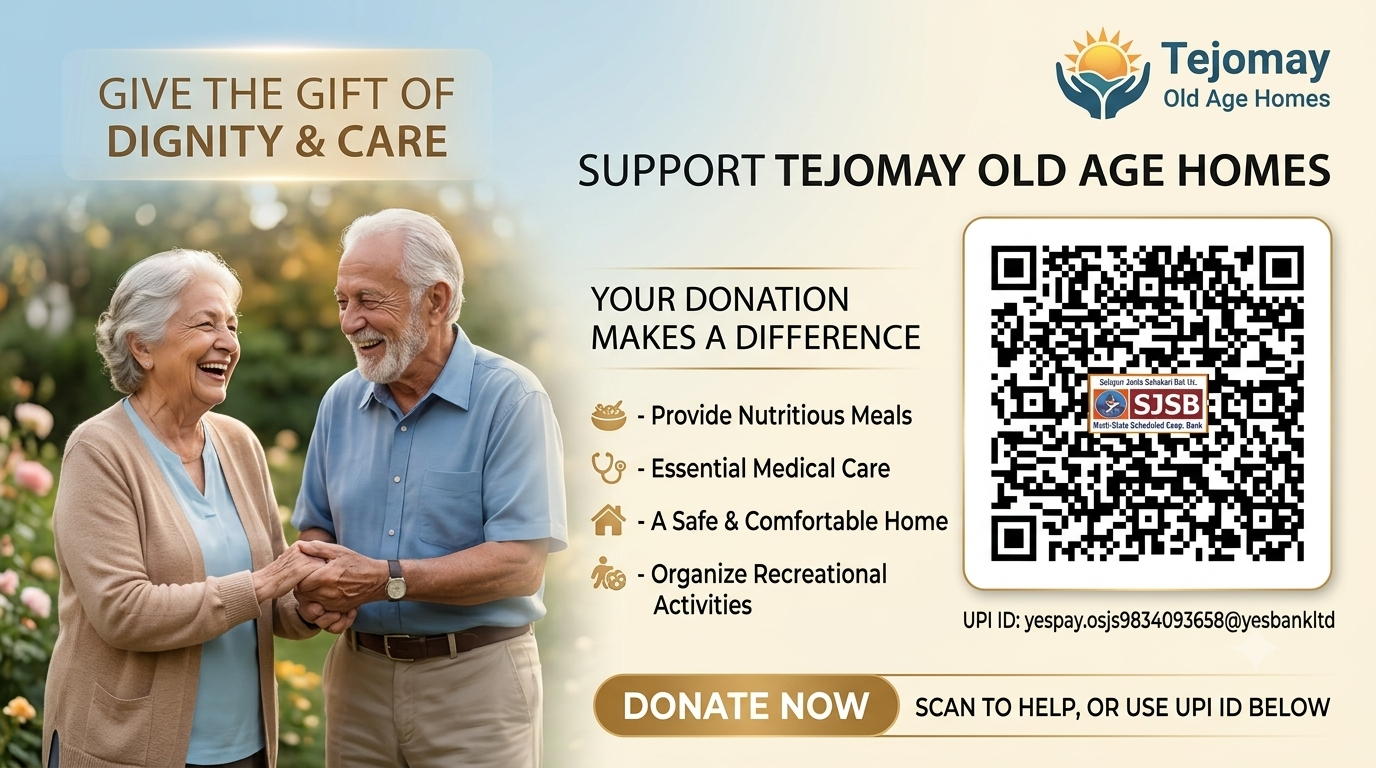 Donate to Tejomay Old Age Homes — Scan QR code or use UPI ID yespay.osjs9834093658@yesbankltd